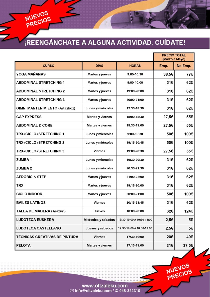 Actividades Cendea de Olza Marzo-Mayo 2016 (50%)