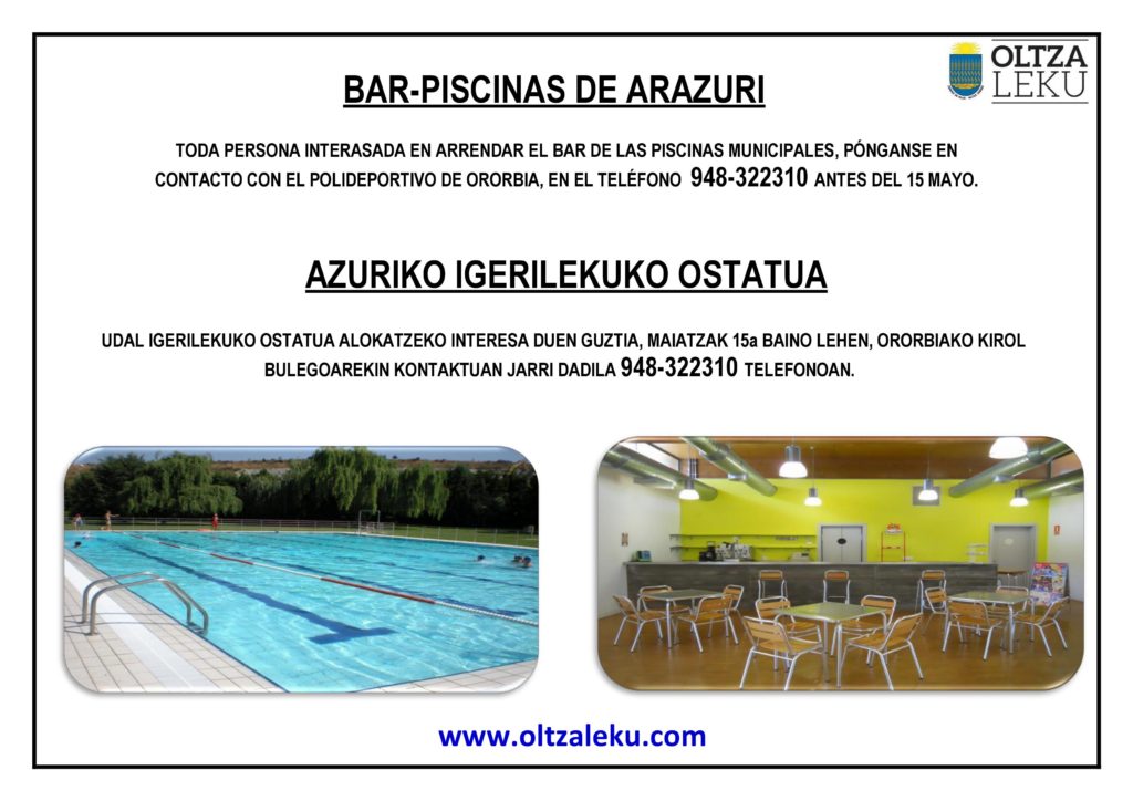 Arrendamiento Bar Piscinas Arazuri