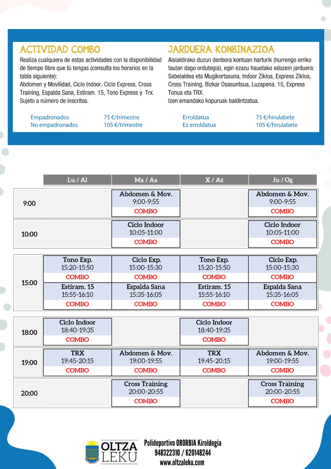 Actividades Combo Abril Y Mayo Oltzaleku