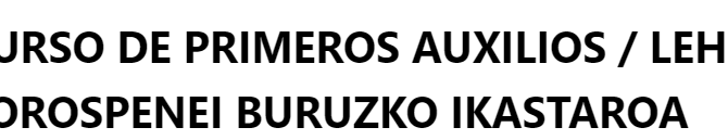 CURSO DE PRIMEROS AUXILIOS / LEHEN SOROSPENEI BURUZKO IKASTAROA