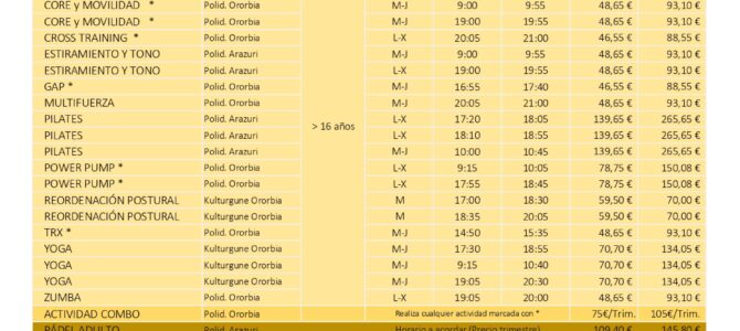 ACTIVIDADES ENERO / URTARRILEKO JARDUERAK
