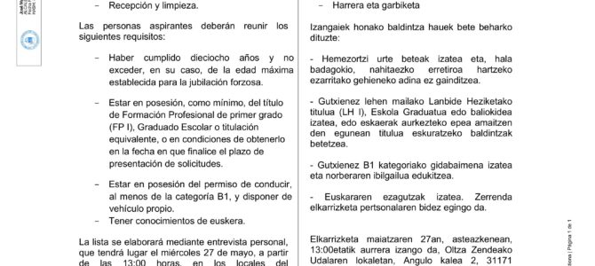 Bando: Bolsa de empleo de verano en Oltzaleku / Oltzalekuko udako lan-poltsa bandoa
